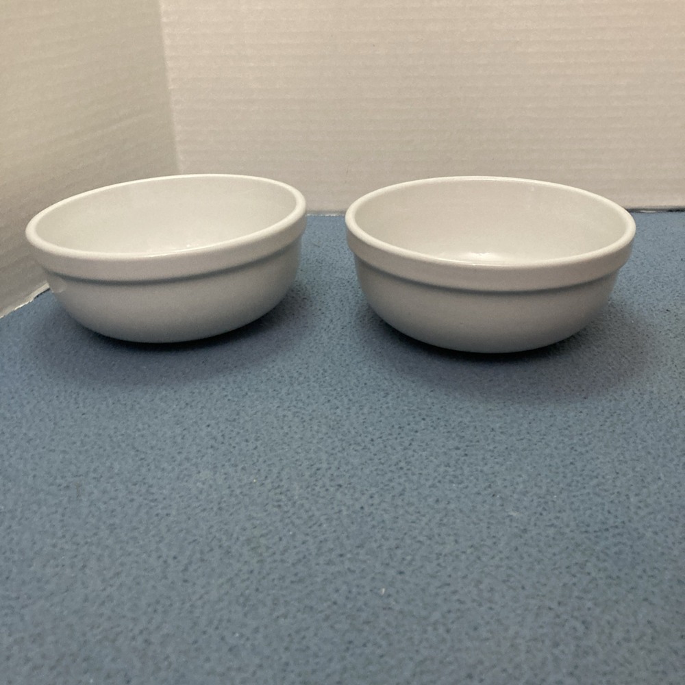 VTG Pottery Barn White Du Jour Suppertime 6" Cereal/Dessert Bowls - Set of 2
